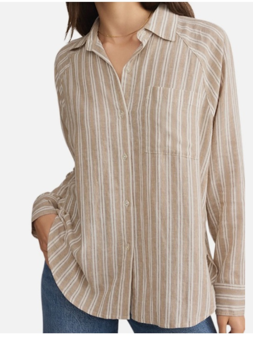 Z Supply The Perfect Line Top Pebble Moon Linen Blend  - M